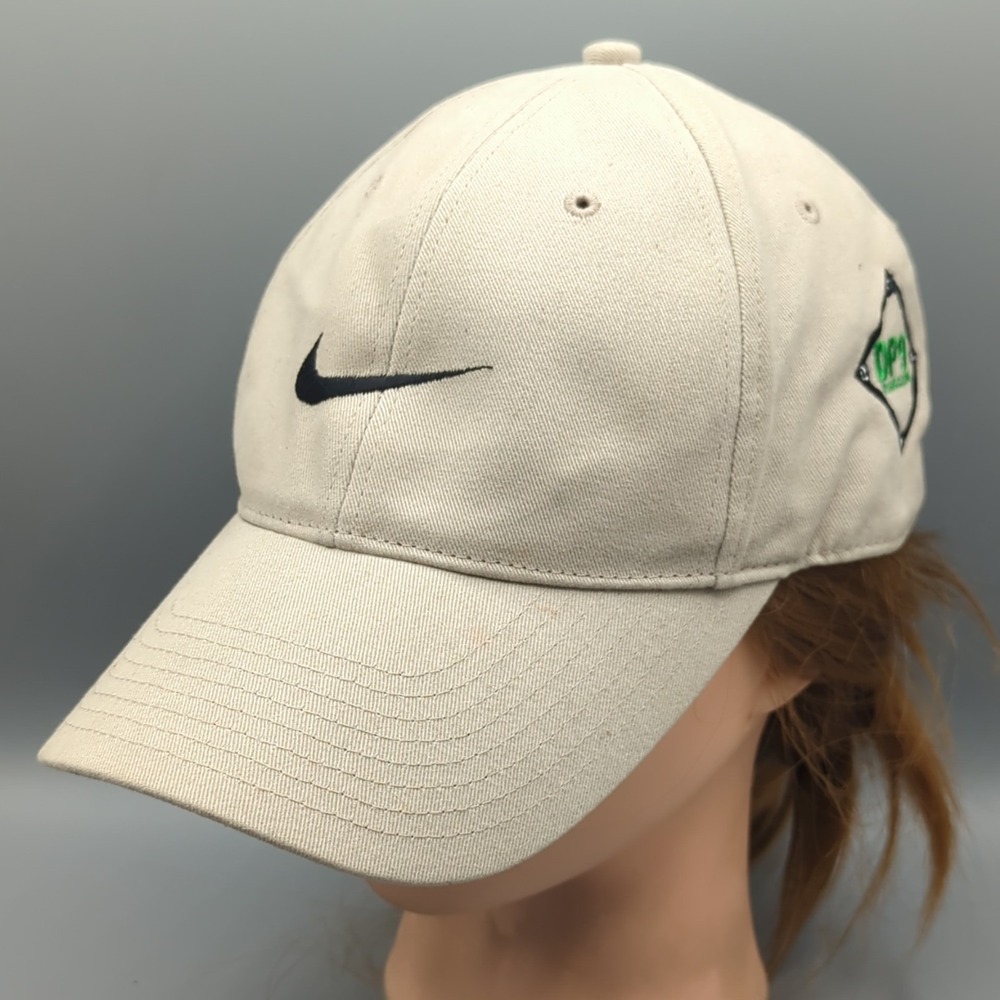 Vintage Darrell Pollack Dp9 Foundation Nike Golf Hat Cap Khaki Tan Swoosh OSFA